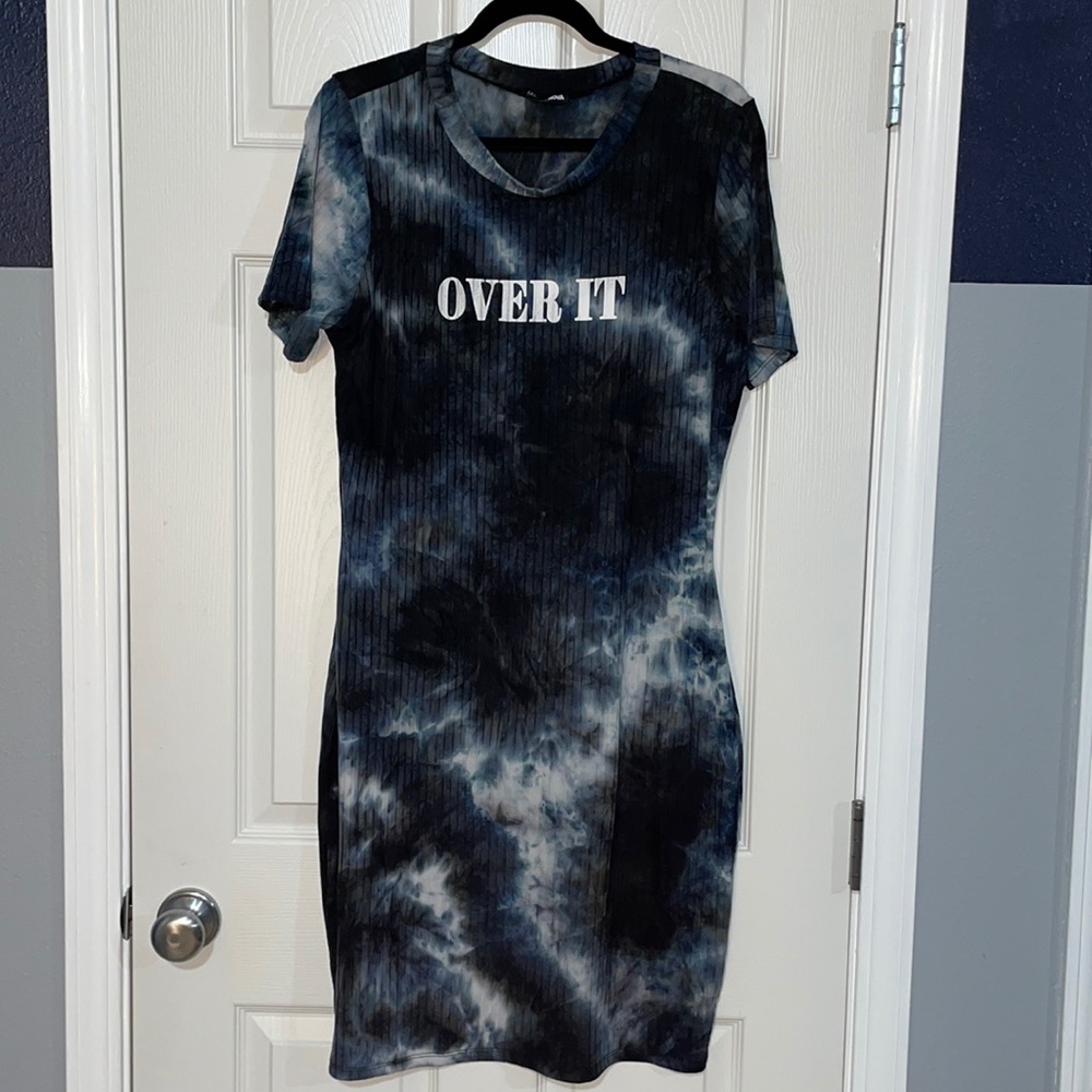 Plus Size FN Acid Wash Mini Dress “Over It”